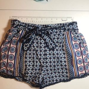 Rayon tile print shorts
